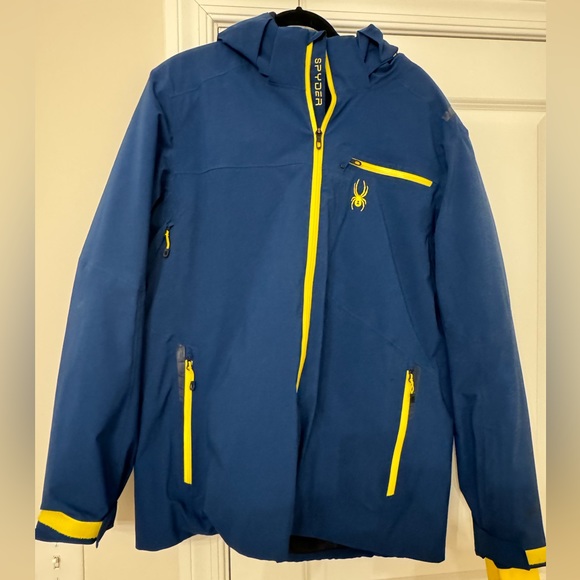 Spyder Men’s XL Leader insulated Jacket.  Like New.  Royal Blue with yellow - Picture 2 of 5